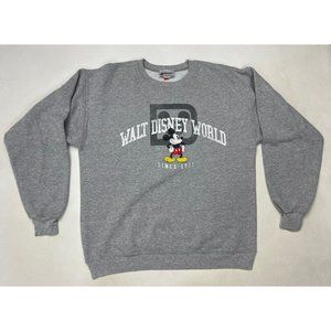 Walt Disney World Mickey Mouse Graphic Crewneck Sweatshirt Men Medium Gray